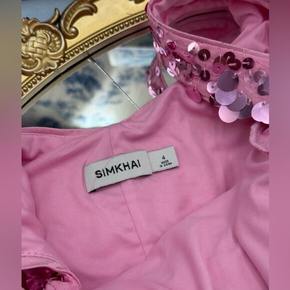 🆕 SIMKHAI 🧿 NWOT Bex Sequined Embellished Maxi Dress, Sorbet Pink- Sz US 4 - Picture 14 of 14